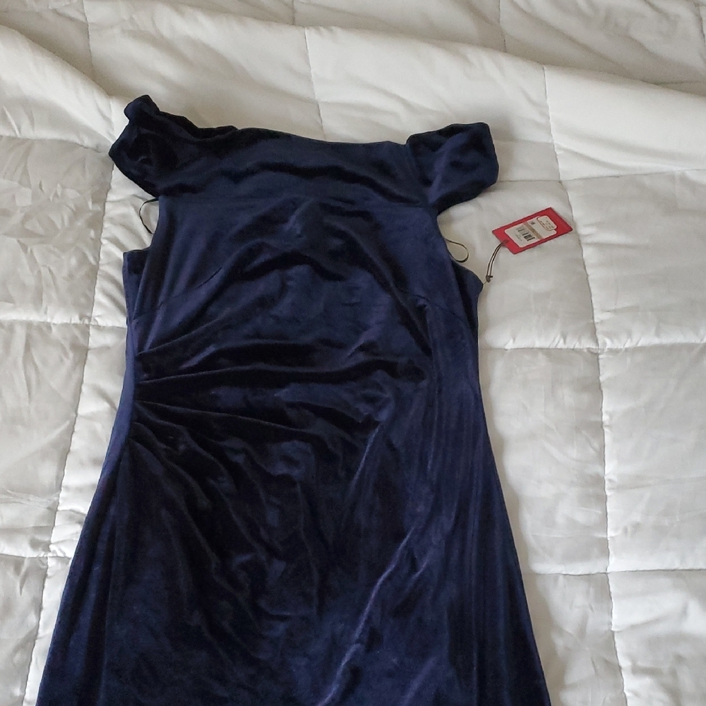 Navy Blue Velvet Dress